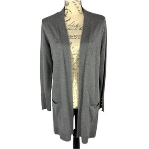 Massini Womens Gray Long Sleeve Cardigan Sweater